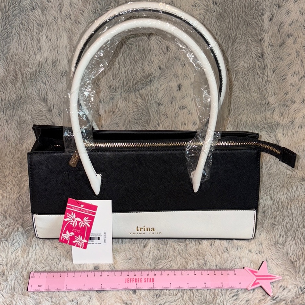 Trina Turk Elegant Black and White Satchel NWT